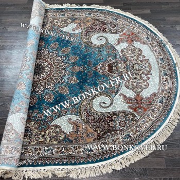 Иранский ковер дизайн 22 Синий Овальный