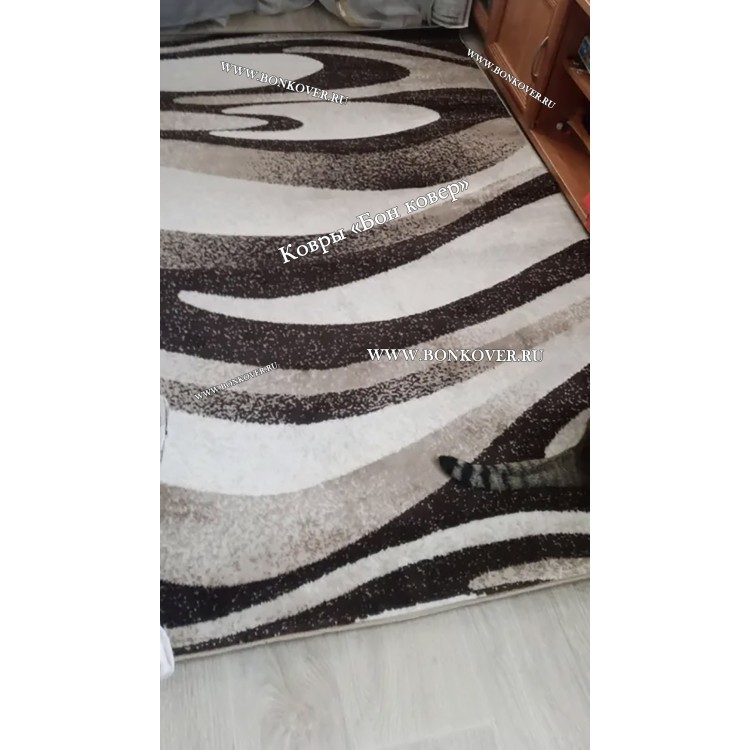 Ковер Карпет New 4 Дизайн 63 Коричневый с Бежевым
